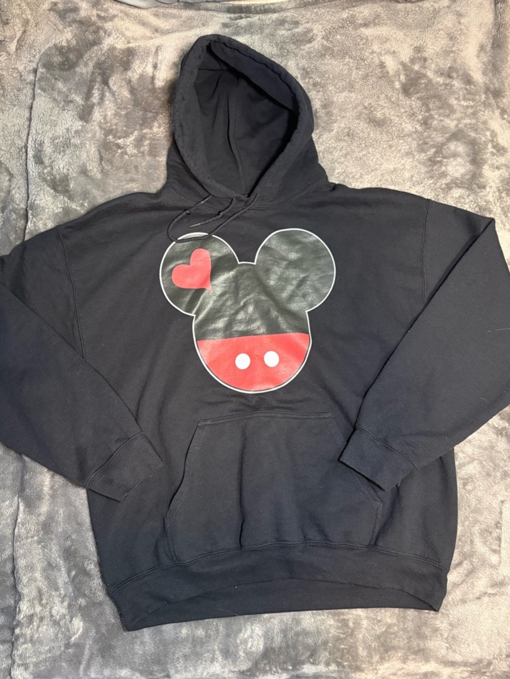 Gildan Black Disney Hoodie with Red Heart